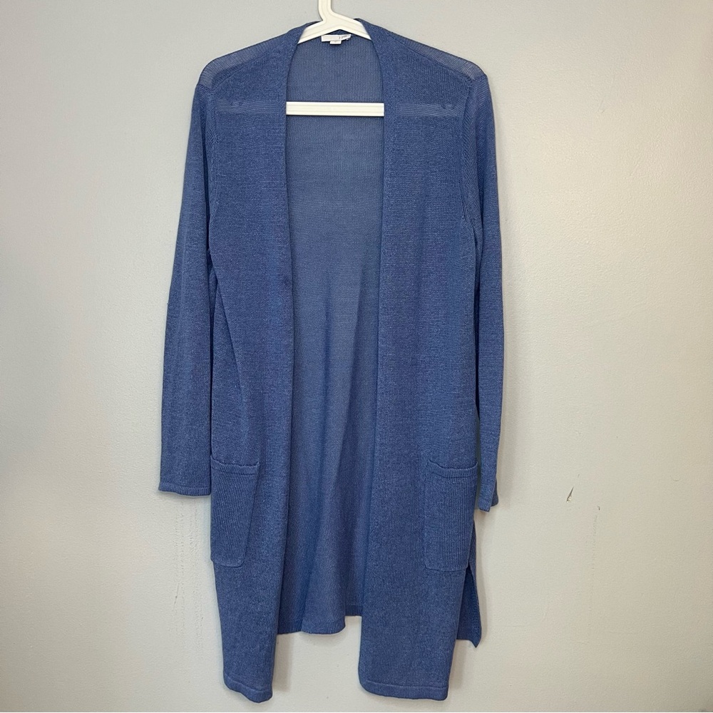 J. Jill Open-Front Long Cardigan Sweater - Blue - M